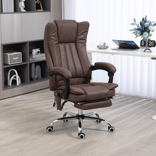 Chaise de bureau de massage en microfibre, dossier haut, chaise inclinable ergonomique avec chauffage, repose-pieds et télécommande.