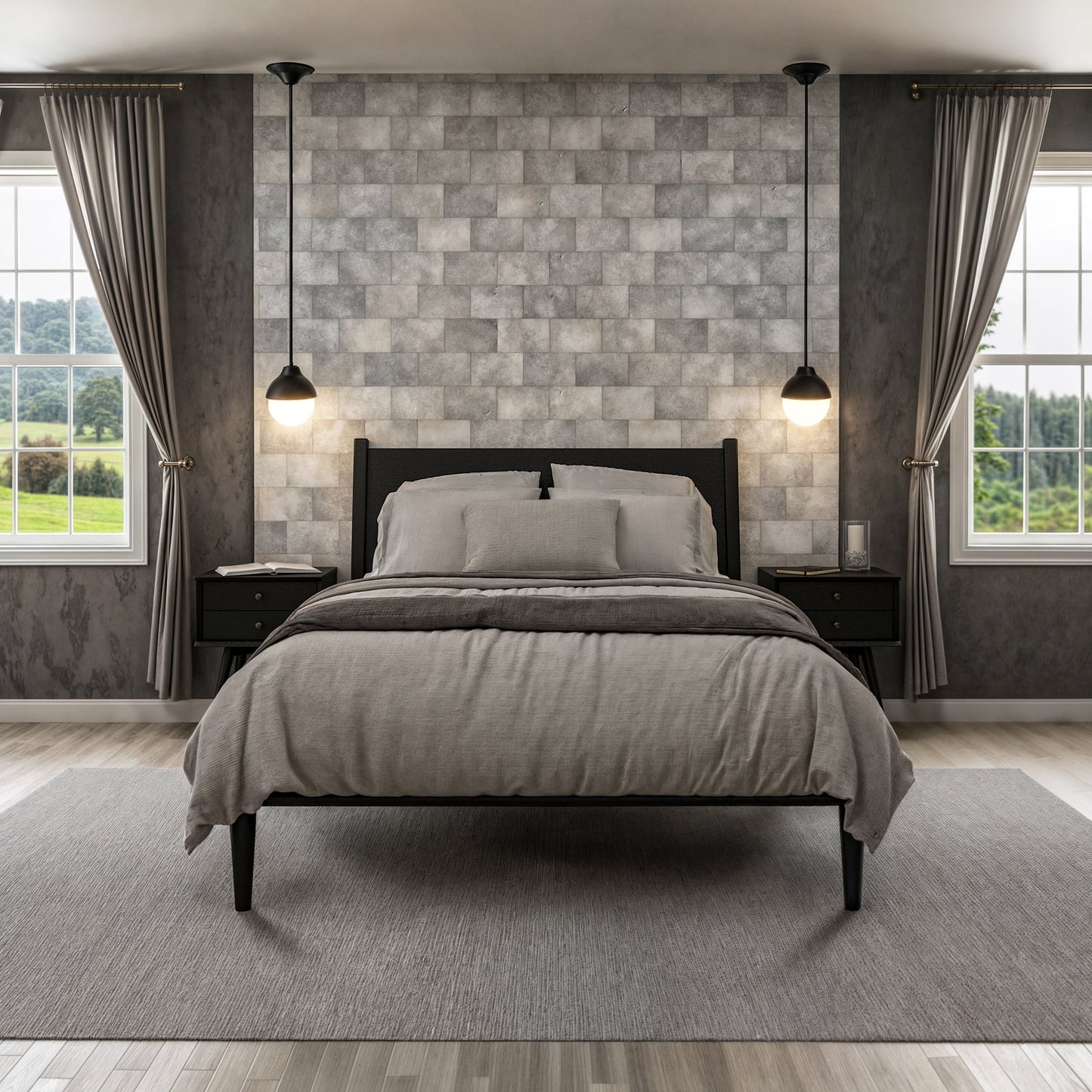 Lit à panneaux de style milieu de siècle