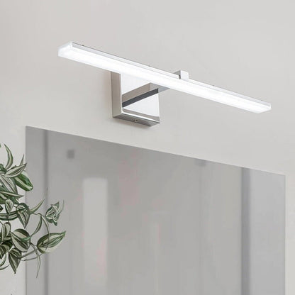 Barre lumineuse à LED linéaire pour meuble-lavabo, chromée, à intensité variable, style minimaliste