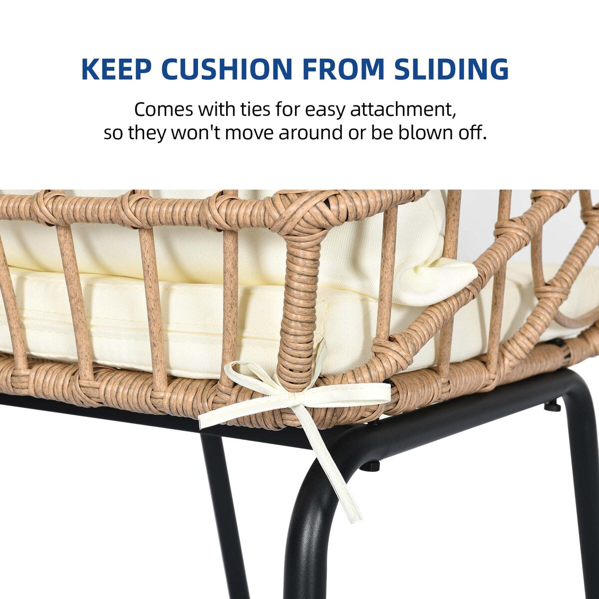 Moasis Ensemble de meubles de jardin en osier pour terrasse, composé de 3 pièces : 2 chaises et une table basse.