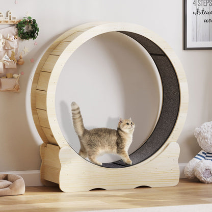 Moasis 43.3 pouces, grand tapis roulant en bois pour chat, avec piste de course recouverte de tapis.