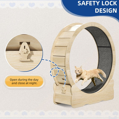 Moasis 43.3 pouces, grand tapis roulant en bois pour chat, avec piste de course recouverte de tapis.