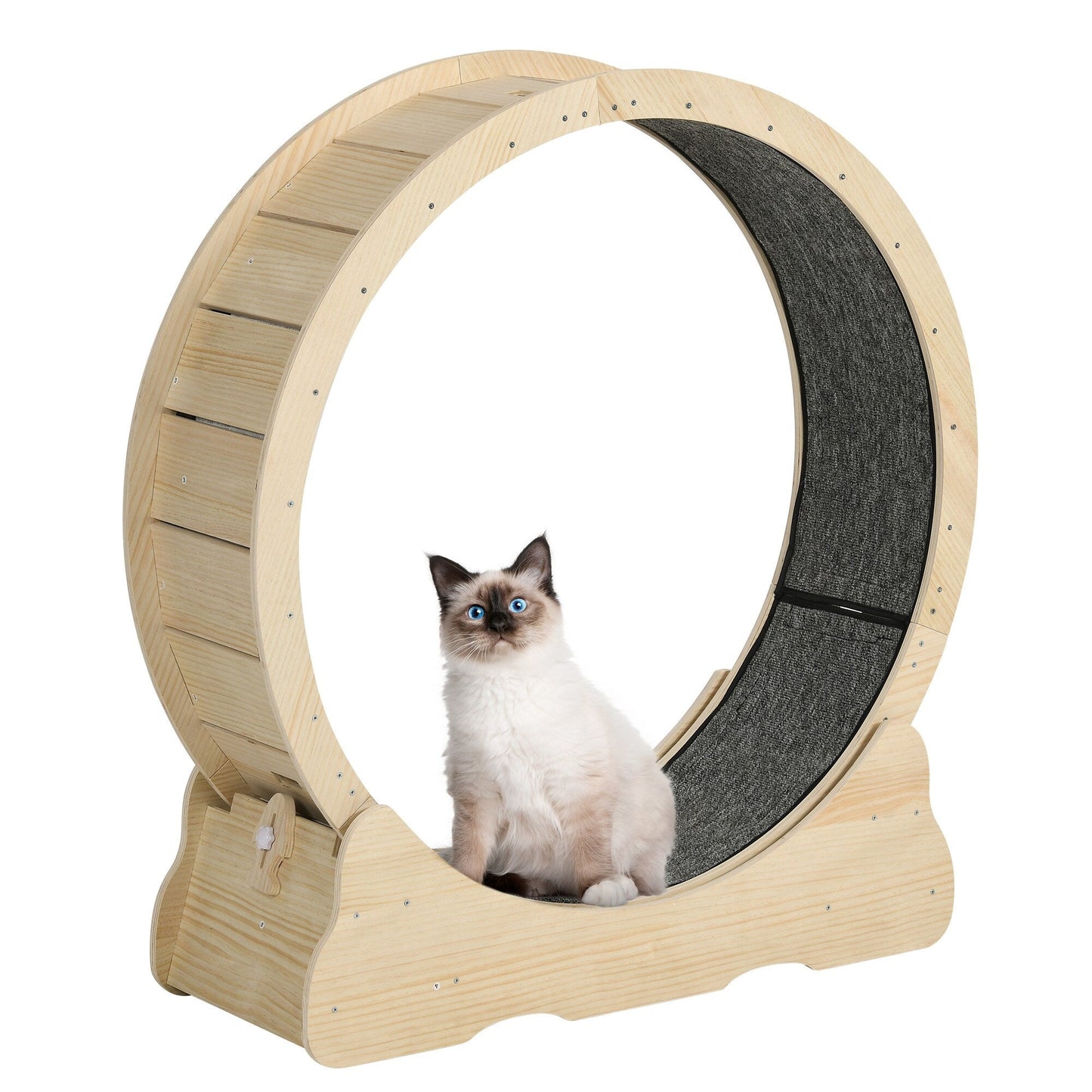 Moasis 43.3 pouces, grand tapis roulant en bois pour chat, avec piste de course recouverte de tapis.