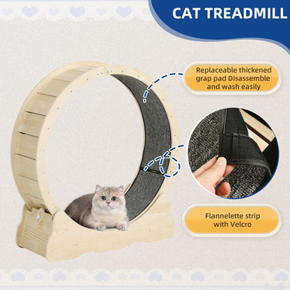 Moasis 43.3 pouces, grand tapis roulant en bois pour chat, avec piste de course recouverte de tapis.