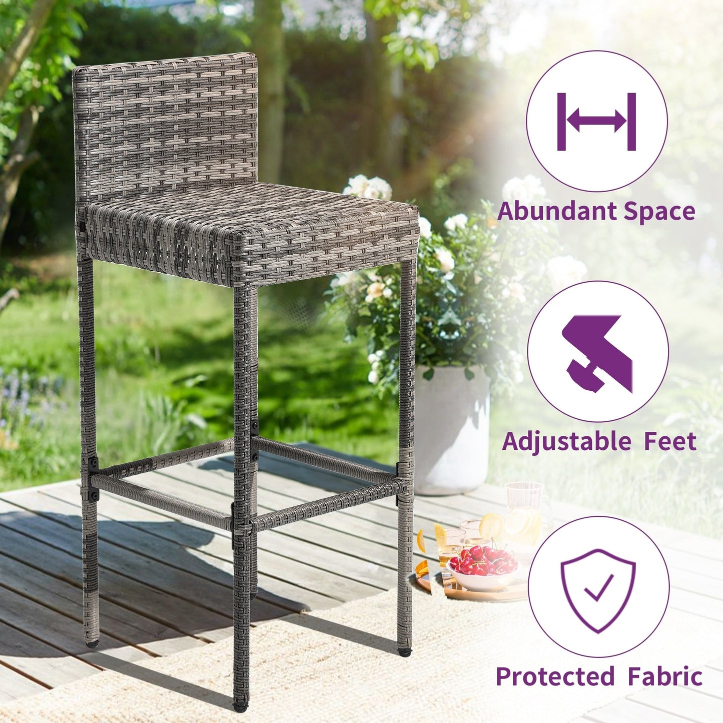 Ensemble de bar en osier pour extérieur Moasis, 5 pièces - 5 PCS