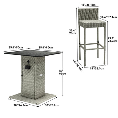 Ensemble de bar en osier pour extérieur Moasis, 5 pièces - 5 PCS