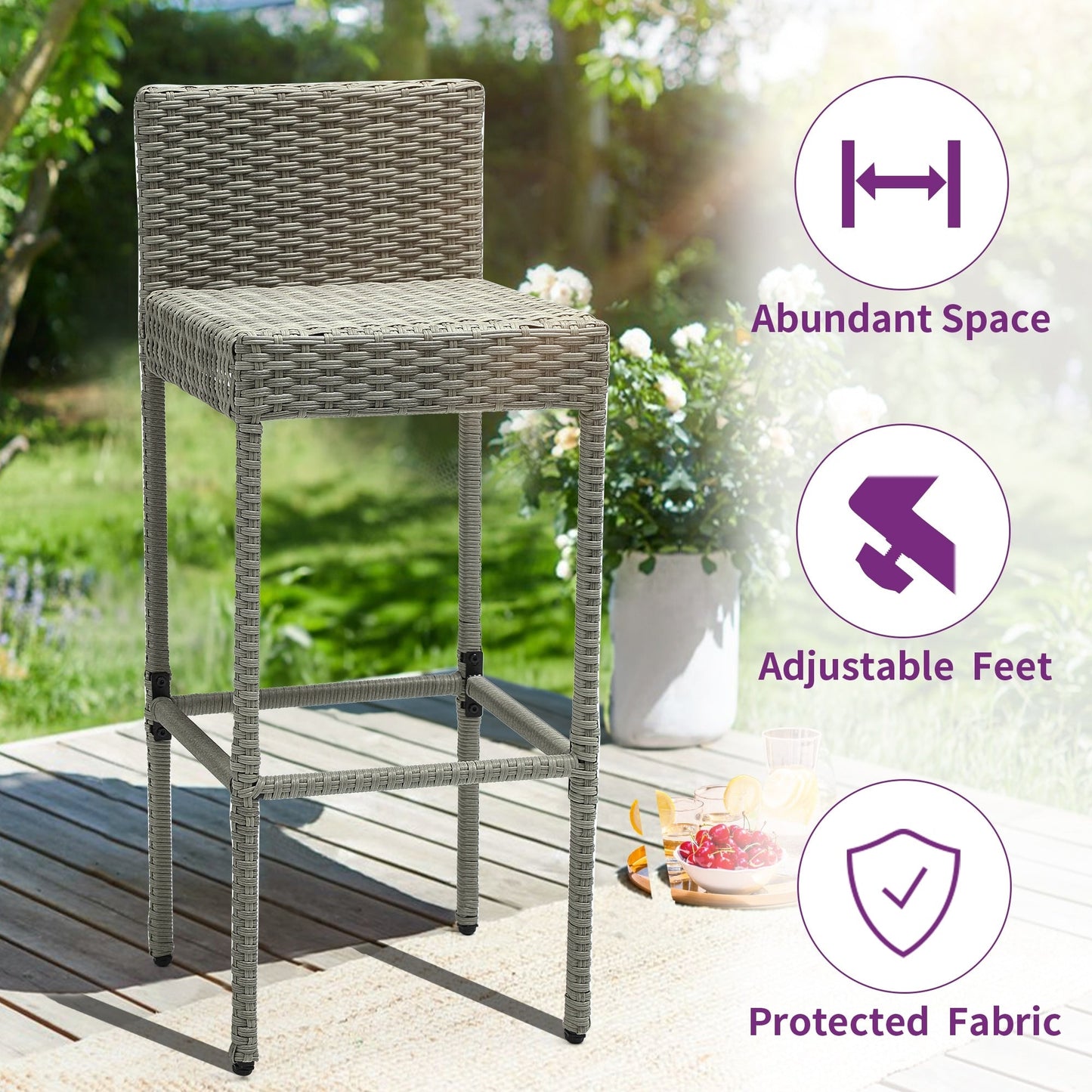 Ensemble de bar en osier pour extérieur Moasis, 5 pièces - 5 PCS