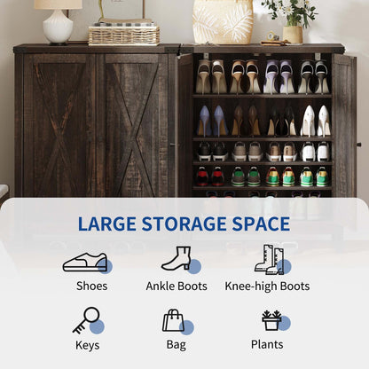 Meuble à chaussures Moasis à 5 niveaux et 20 paires avec portes doubles pour l'entrée