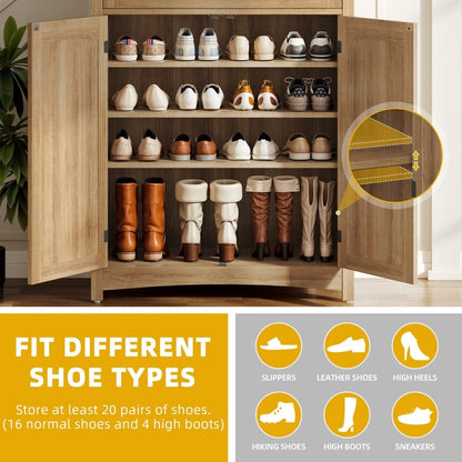 Meuble à chaussures Moasis à 5 niveaux et 20 paires avec portes doubles pour l'entrée
