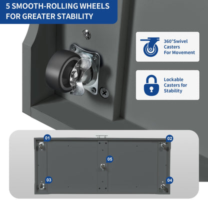 Moasis Meuble de rangement roulant pour îlot de cuisine, 53 pouces, chariot de cuisine mobile portable