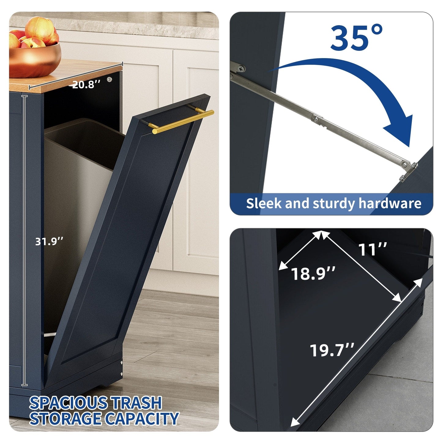 Moasis Meuble de rangement roulant pour îlot de cuisine, 53 pouces, chariot de cuisine mobile portable