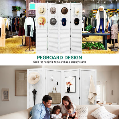 Paravent de séparation en bois Moasis 67 blanc à 4 panneaux