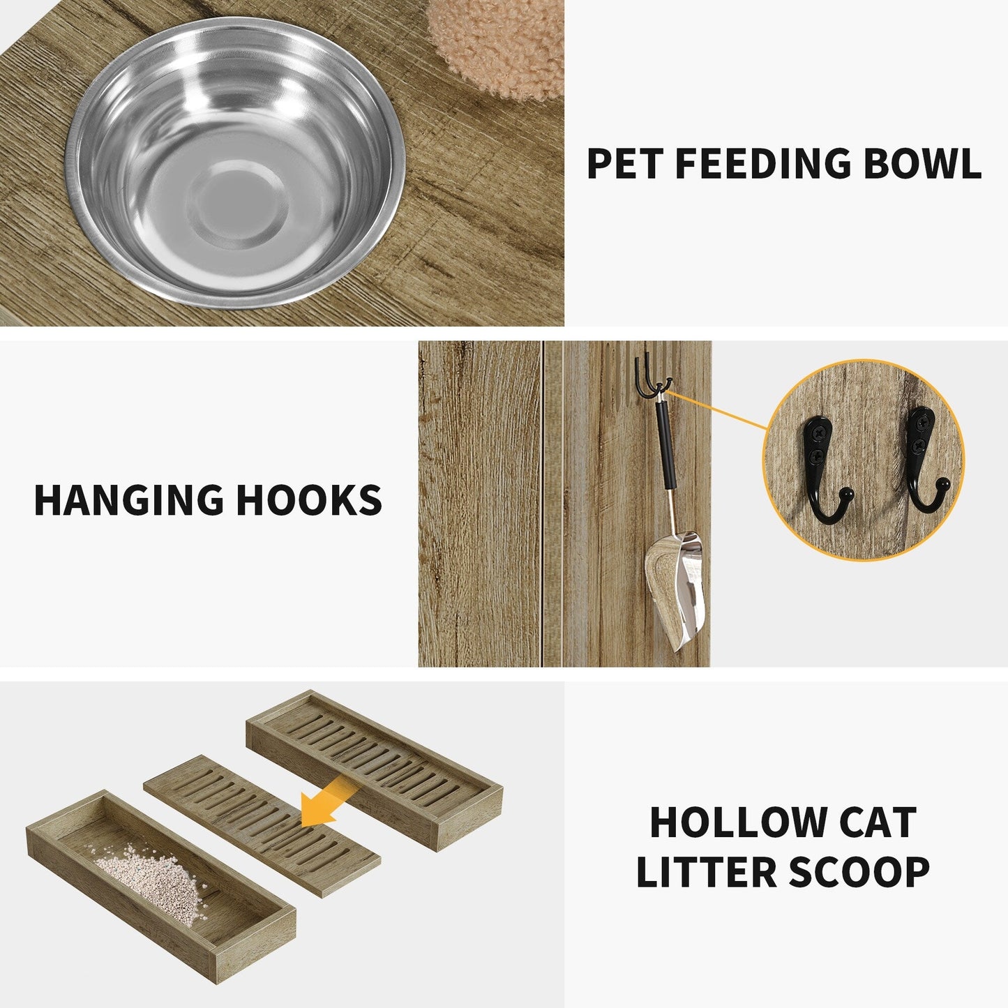 Moasis Abri double pour litière de chat avec arbre à chat et poteau à gratter