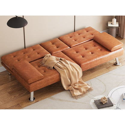 Canapé-lit futon Moasis en simili cuir, ensemble futon pliable moderne - 64 L x 30 l x 26 h
