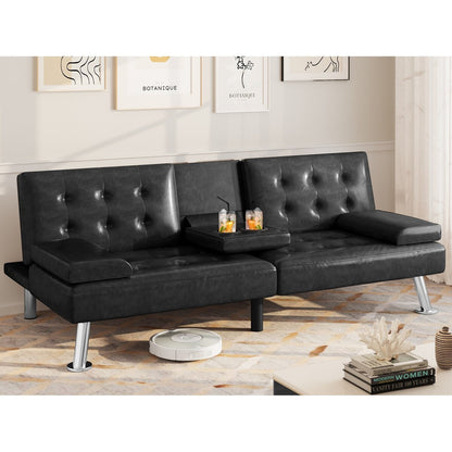 Canapé-lit futon Moasis en simili cuir, ensemble futon pliable moderne - 64 L x 30 l x 26 h