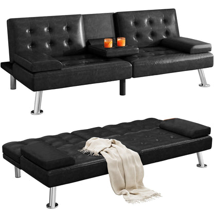 Canapé-lit futon Moasis en simili cuir, ensemble futon pliable moderne - 64 L x 30 l x 26 h