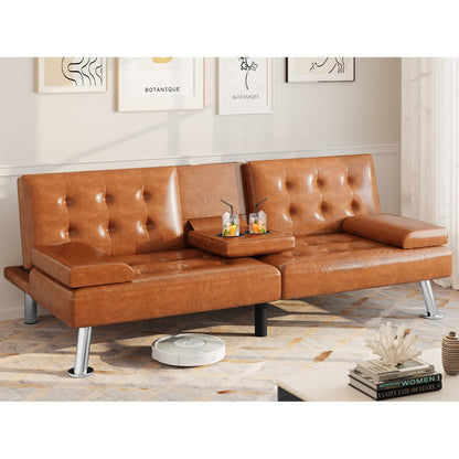 Canapé-lit futon Moasis en simili cuir, ensemble futon pliable moderne - 64 L x 30 l x 26 h