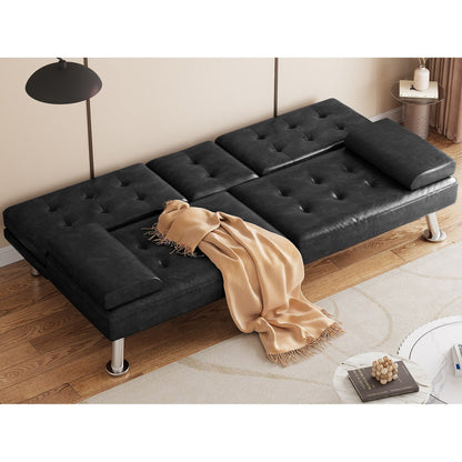 Canapé-lit futon Moasis en simili cuir, ensemble futon pliable moderne - 64 L x 30 l x 26 h