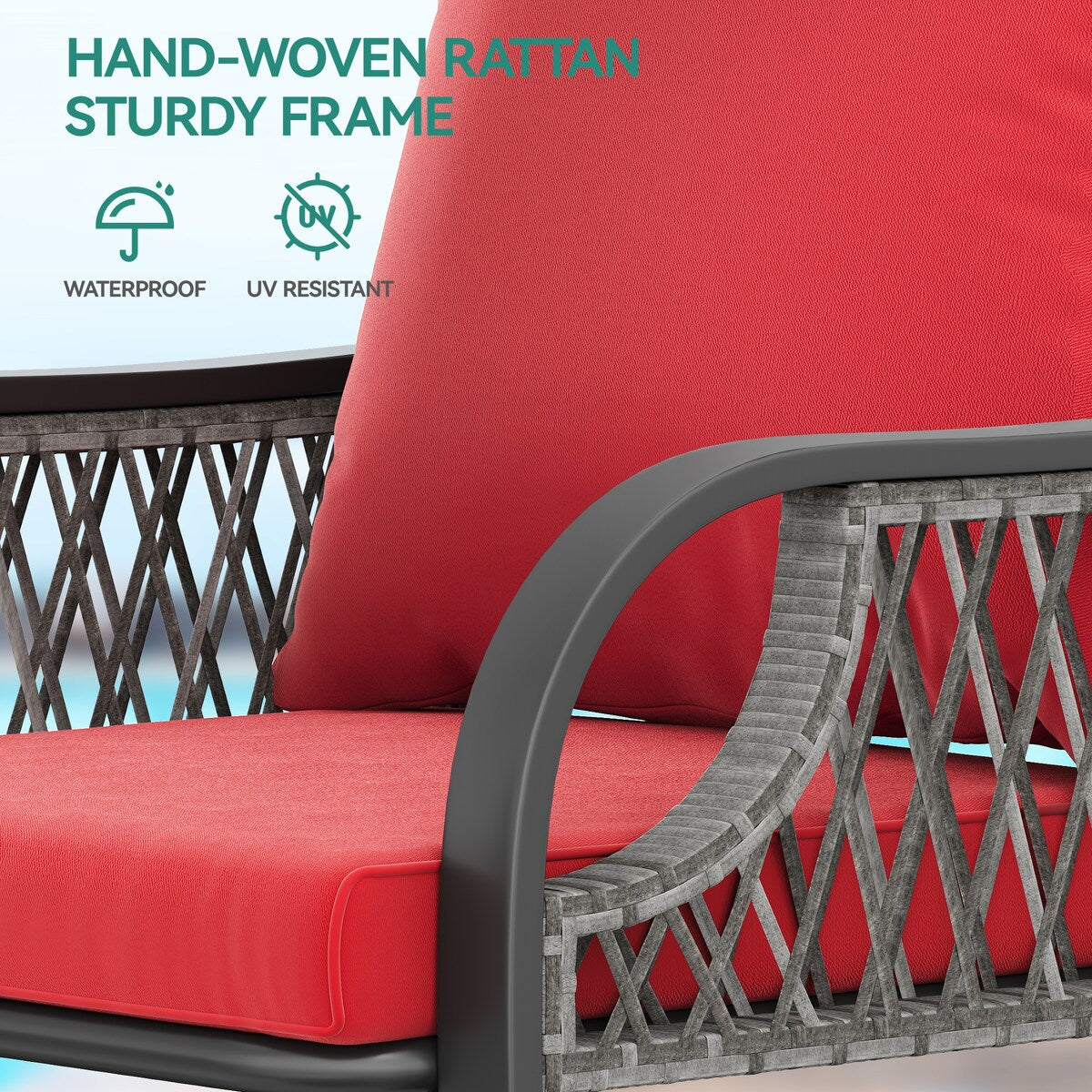 Ensemble de bistro pour terrasse Moasis Red, 3 pièces, avec sièges rembourrés - 3 pièces