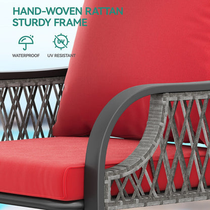 Ensemble de bistro pour terrasse Moasis Red, 3 pièces, avec sièges rembourrés - 3 pièces