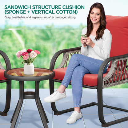 Ensemble de bistro pour terrasse Moasis Red, 3 pièces, avec sièges rembourrés - 3 pièces