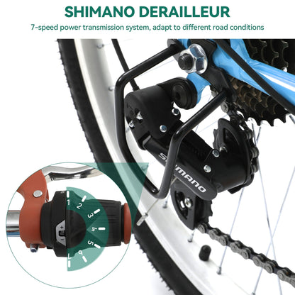 Moasis24/26 Vélo de ville à 7 vitesses, vélo de croisière à pas réglable, vélo de trajet domicile-travail.