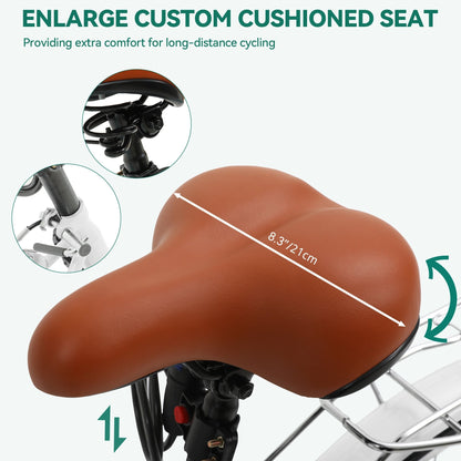 Moasis24/26 Vélo de ville à 7 vitesses, vélo de croisière à pas réglable, vélo de trajet domicile-travail.