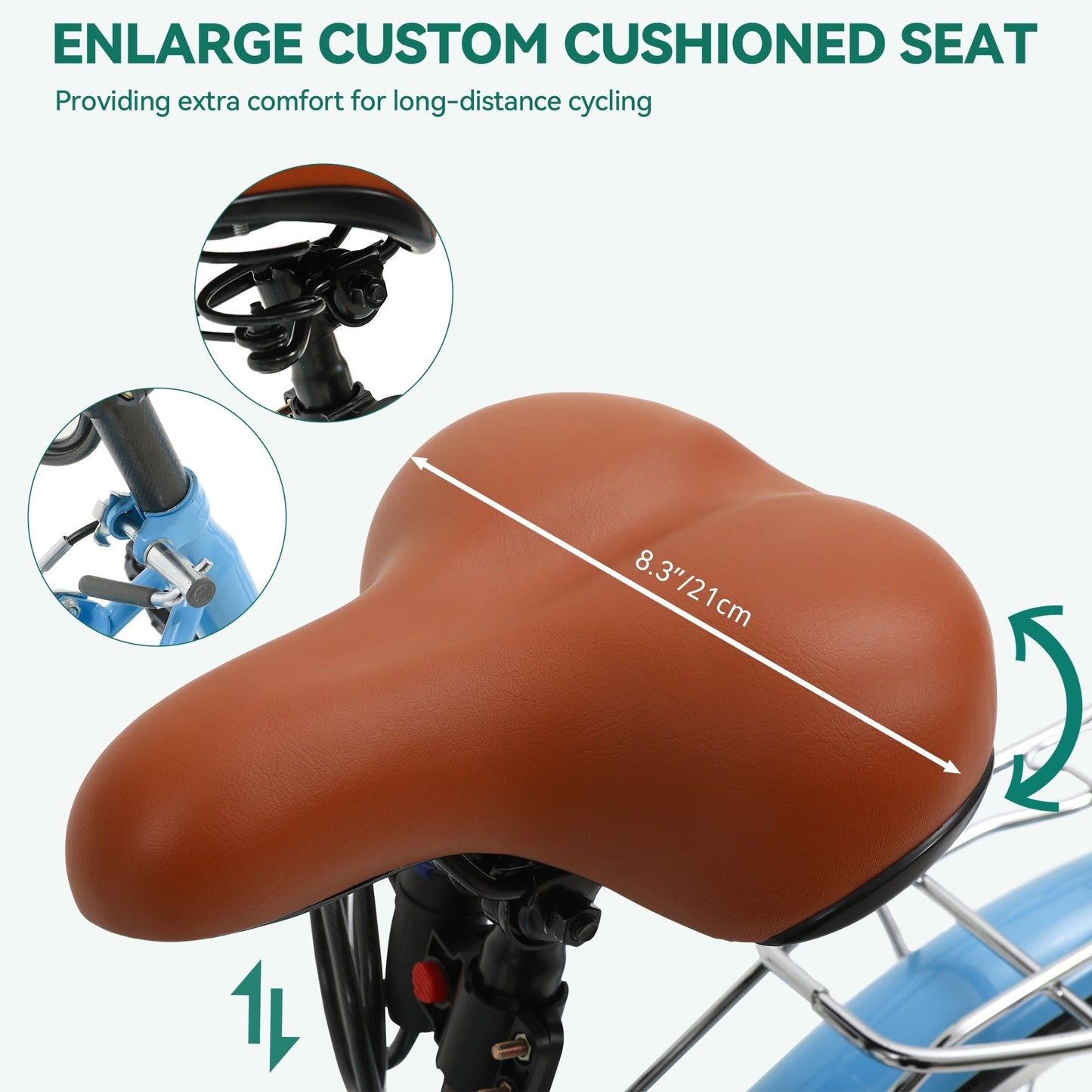 Moasis24/26 Vélo de ville à 7 vitesses, vélo de croisière à pas réglable, vélo de trajet domicile-travail.