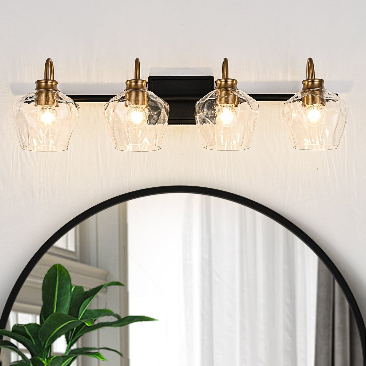 Appliques murales de salle de bain modernes à 3/4 lumières, à intensité variable, avec abat-jour en verre.