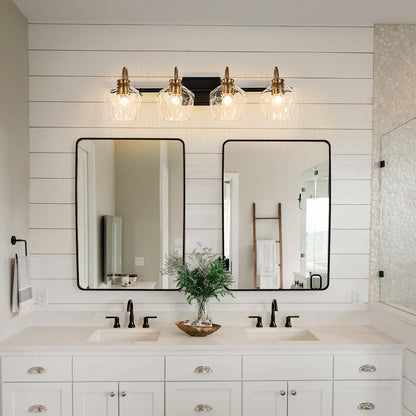 Appliques murales de salle de bain modernes à 3/4 lumières, à intensité variable, avec abat-jour en verre.