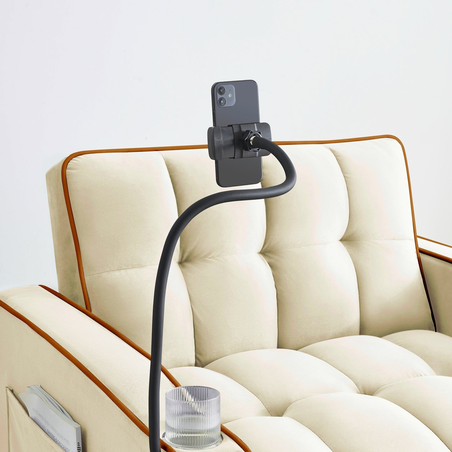 Canapé-lit moderne 70.86 3 en 1, simple, convertible, avec dossier réglable et port de charge USB pour le salon.