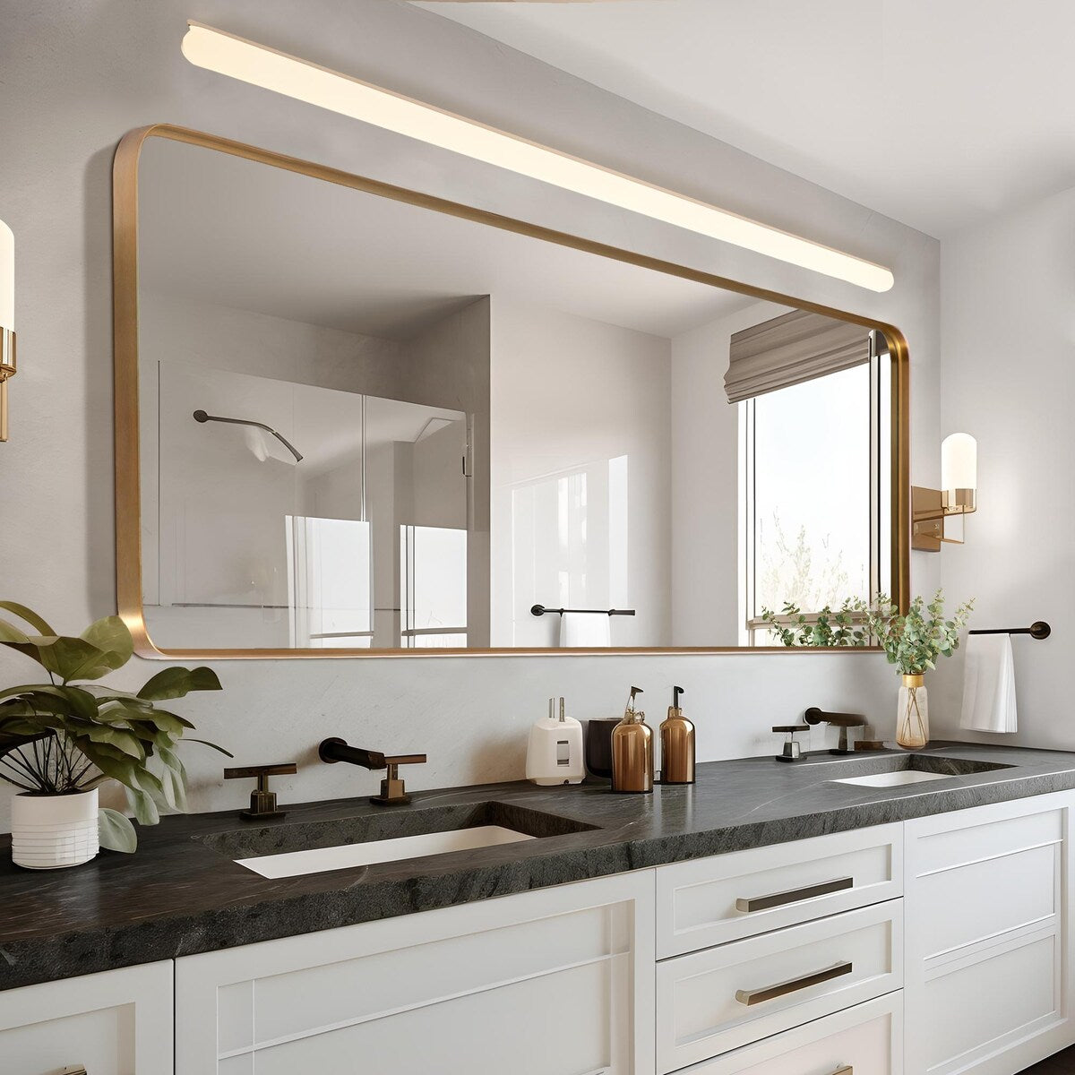 Grand miroir rectangulaire profond en alliage d'aluminium moderne, à fixer au mur - 71*28