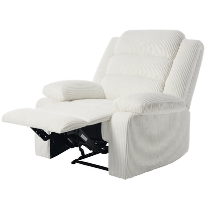 Fauteuil inclinable manuel en velours côtelé moderne, chaise longue inclinable réglable avec accoudoirs larges.