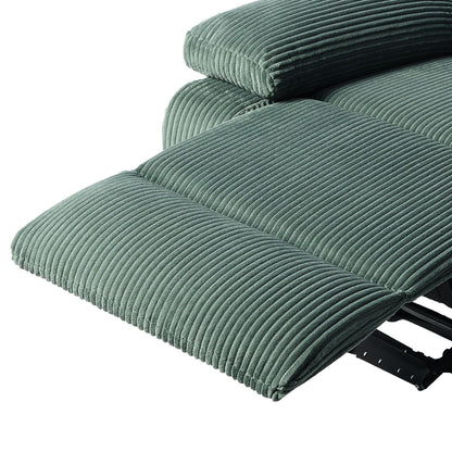 Fauteuil inclinable manuel en velours côtelé moderne, chaise longue inclinable réglable avec accoudoirs larges.