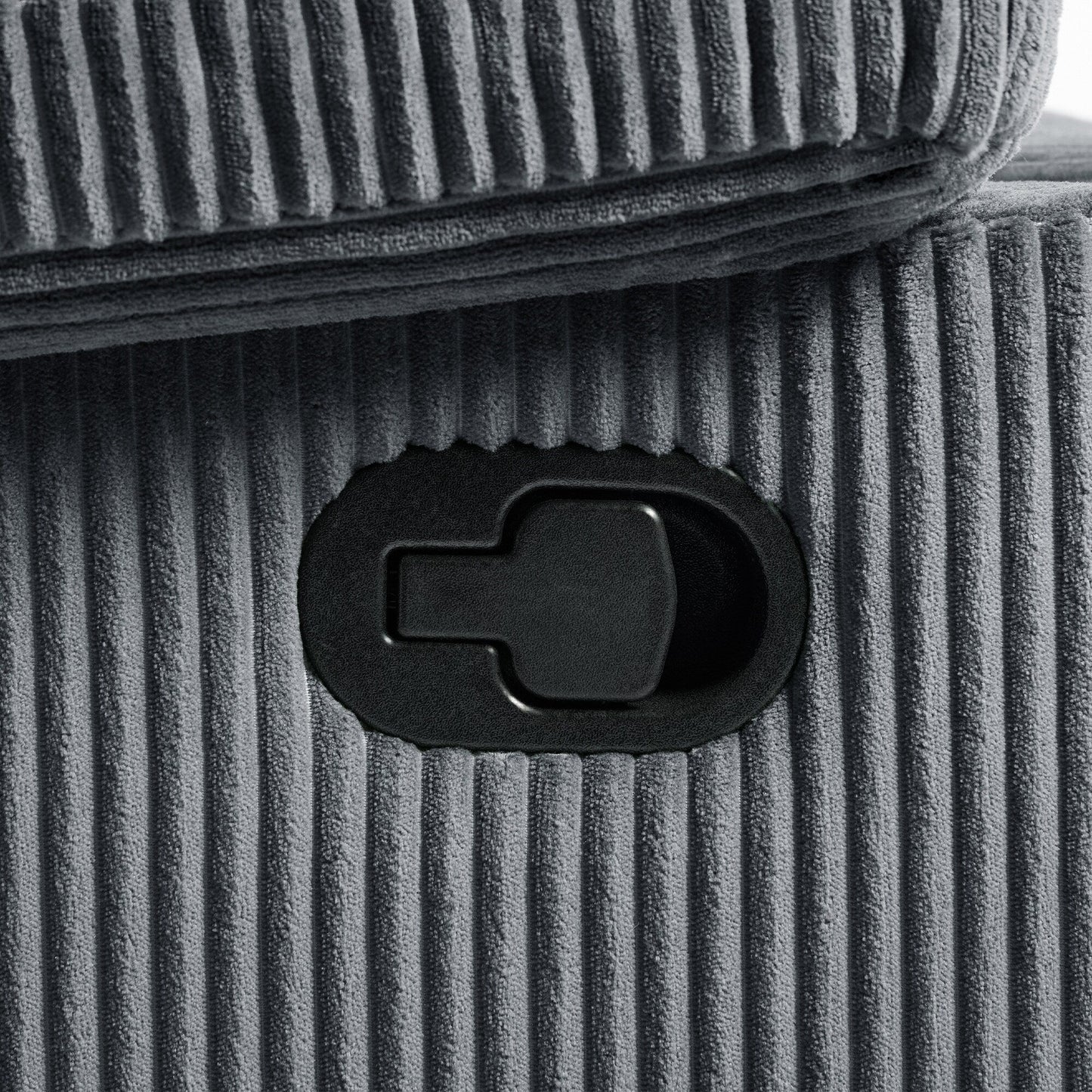 Fauteuil inclinable manuel en velours côtelé moderne, chaise longue inclinable réglable avec accoudoirs larges.