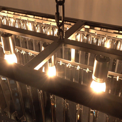 Luminaire suspendu à 2 niveaux pour îlot de cuisine, salle à manger, style moderne et contemporain, en cristal gris fumé et noir, 47 po.