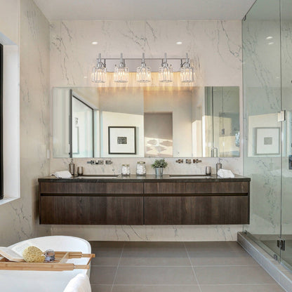 Appliques murales de salle de bain à cristaux, modernes, à intensité variable, avec abat-jours en cristal.