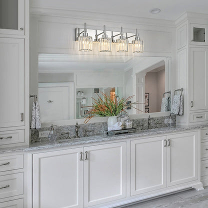 Appliques murales de salle de bain à cristaux, modernes, à intensité variable, avec abat-jours en cristal.