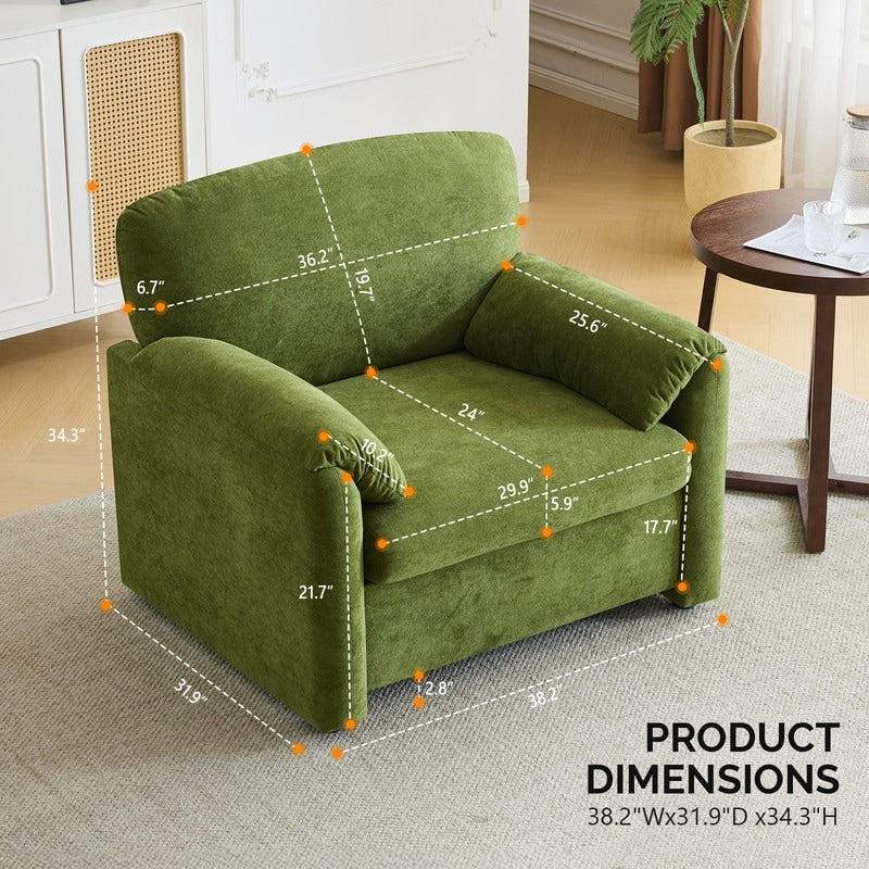 Fauteuil moderne à oreilles d'éléphant, accent décoratif, canapé confortable pour le salon et la chambre à coucher.