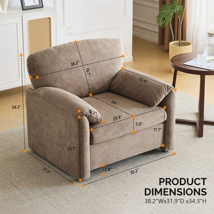 Fauteuil moderne à oreilles d'éléphant, accent décoratif, canapé confortable pour le salon et la chambre à coucher.