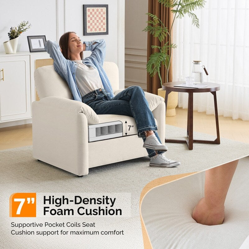 Fauteuil moderne à oreilles d'éléphant, accent décoratif, canapé confortable pour le salon et la chambre à coucher.