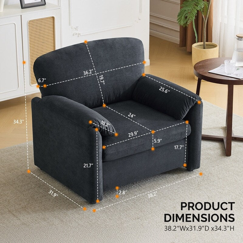 Fauteuil moderne à oreilles d'éléphant, accent décoratif, canapé confortable pour le salon et la chambre à coucher.