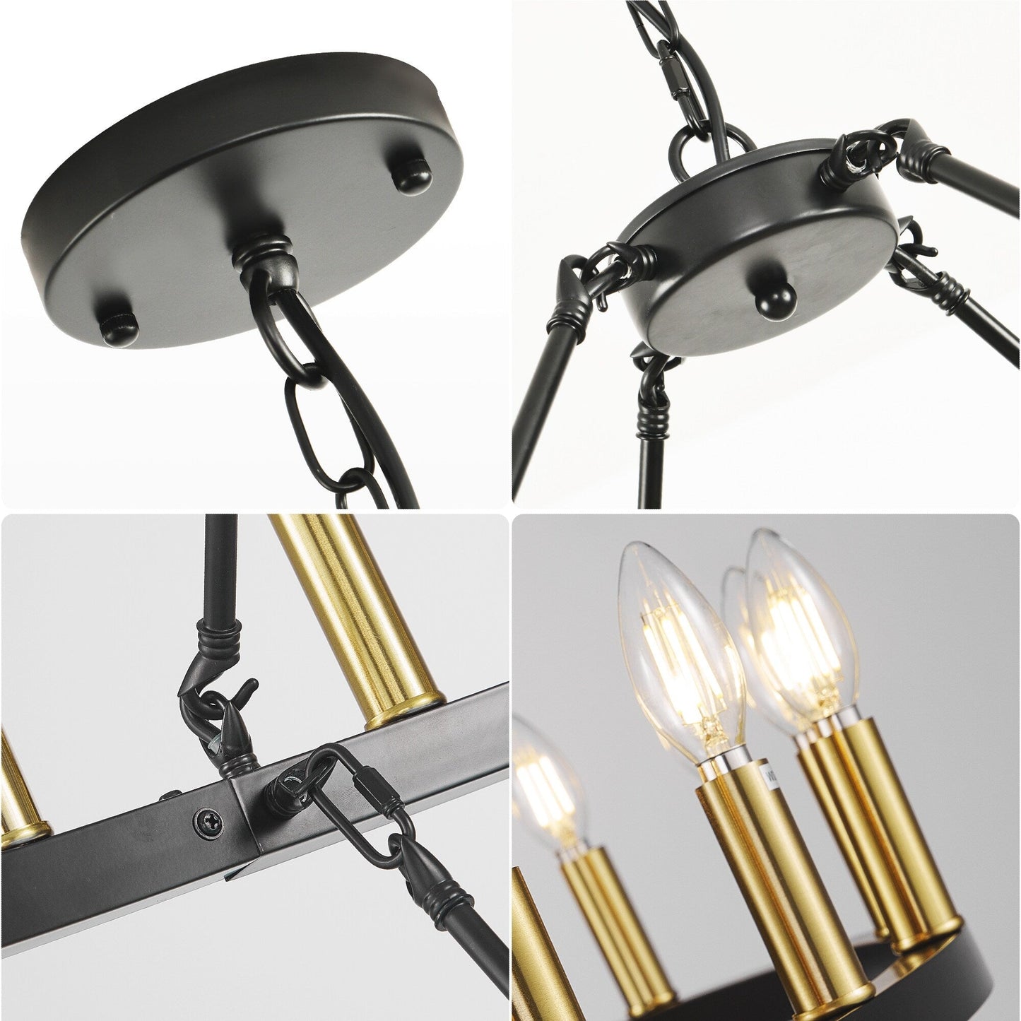 Luminaire suspendu moderne style ferme, lustre à 2 niveaux en forme de roue de charrette, grand luminaire pour plafond haut.