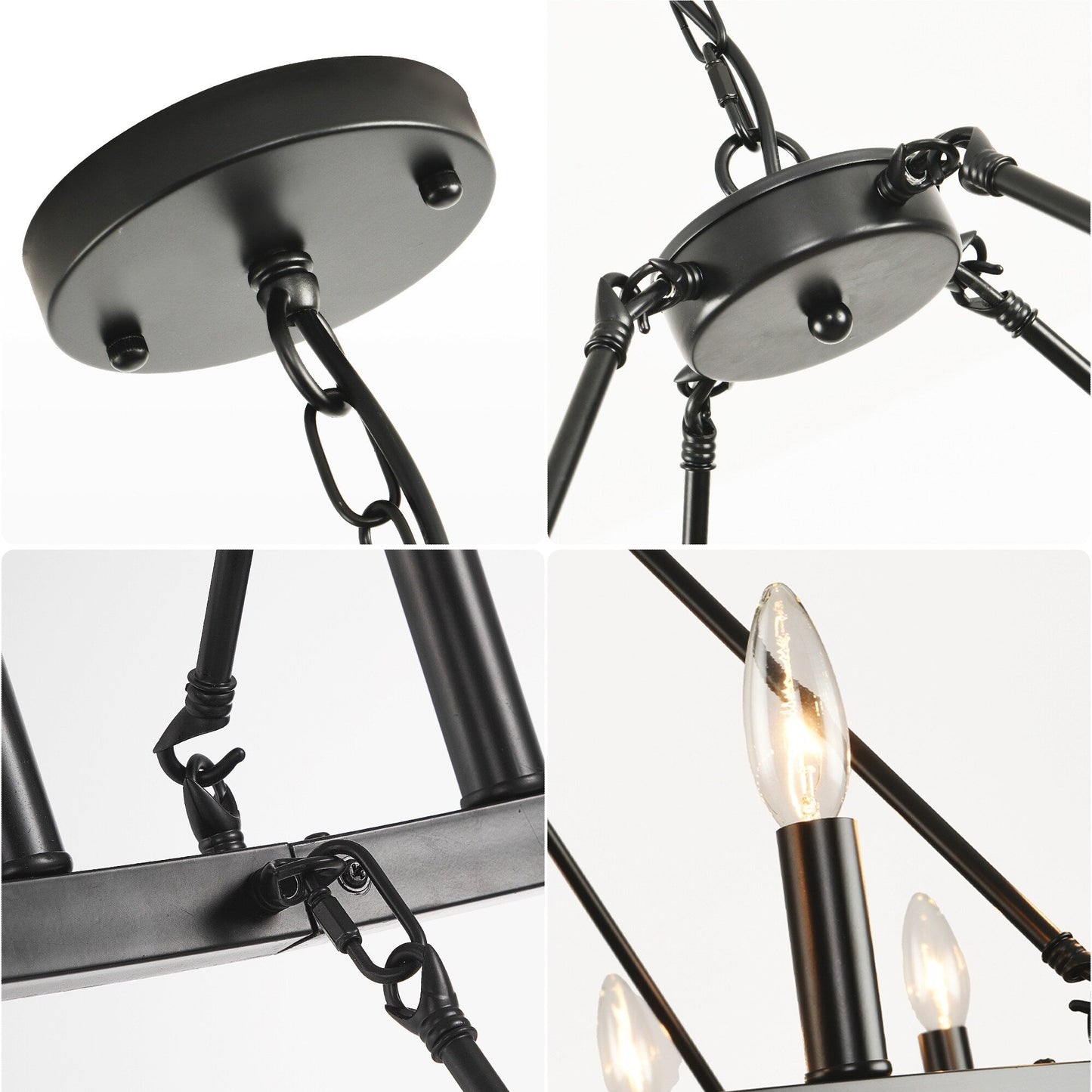 Luminaire suspendu moderne style ferme, lustre à 2 niveaux en forme de roue de charrette, grand luminaire pour plafond haut.