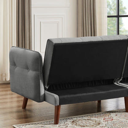 Canapé-lit futon moderne, canapé convertible avec pieds en bois coniques, 78,35 po de largeur, petit canapé à dossier divisé pour salon.