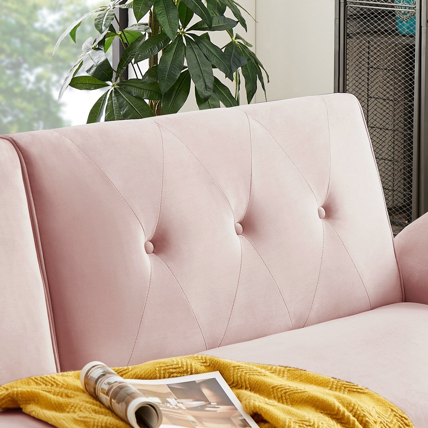 Canapé-lit futon moderne, canapé convertible avec pieds en bois coniques, 78,35 po de largeur, petit canapé à dossier divisé pour salon.