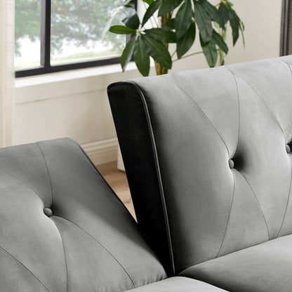 Canapé-lit futon moderne, canapé convertible avec pieds en bois coniques, 78,35 po de largeur, petit canapé à dossier divisé pour salon.