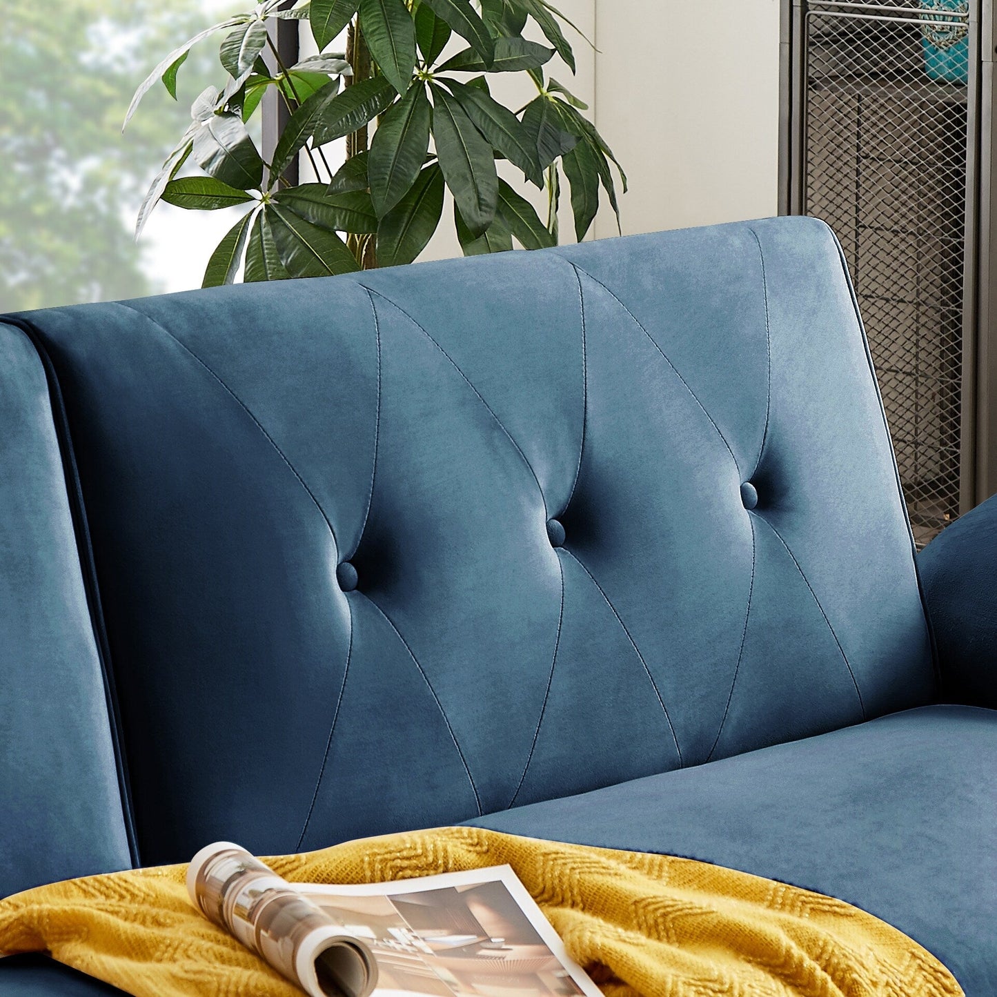 Canapé-lit futon moderne, canapé convertible avec pieds en bois coniques, 78,35 po de largeur, petit canapé à dossier divisé pour salon.