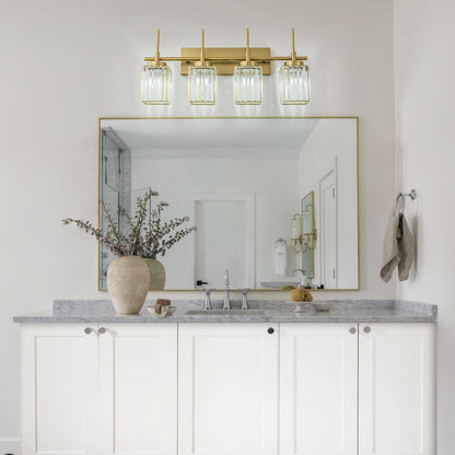 Applique murale moderne dorée à intensité variable, cylindre glamour, cristal, pour salle de bain, luminaire mural.