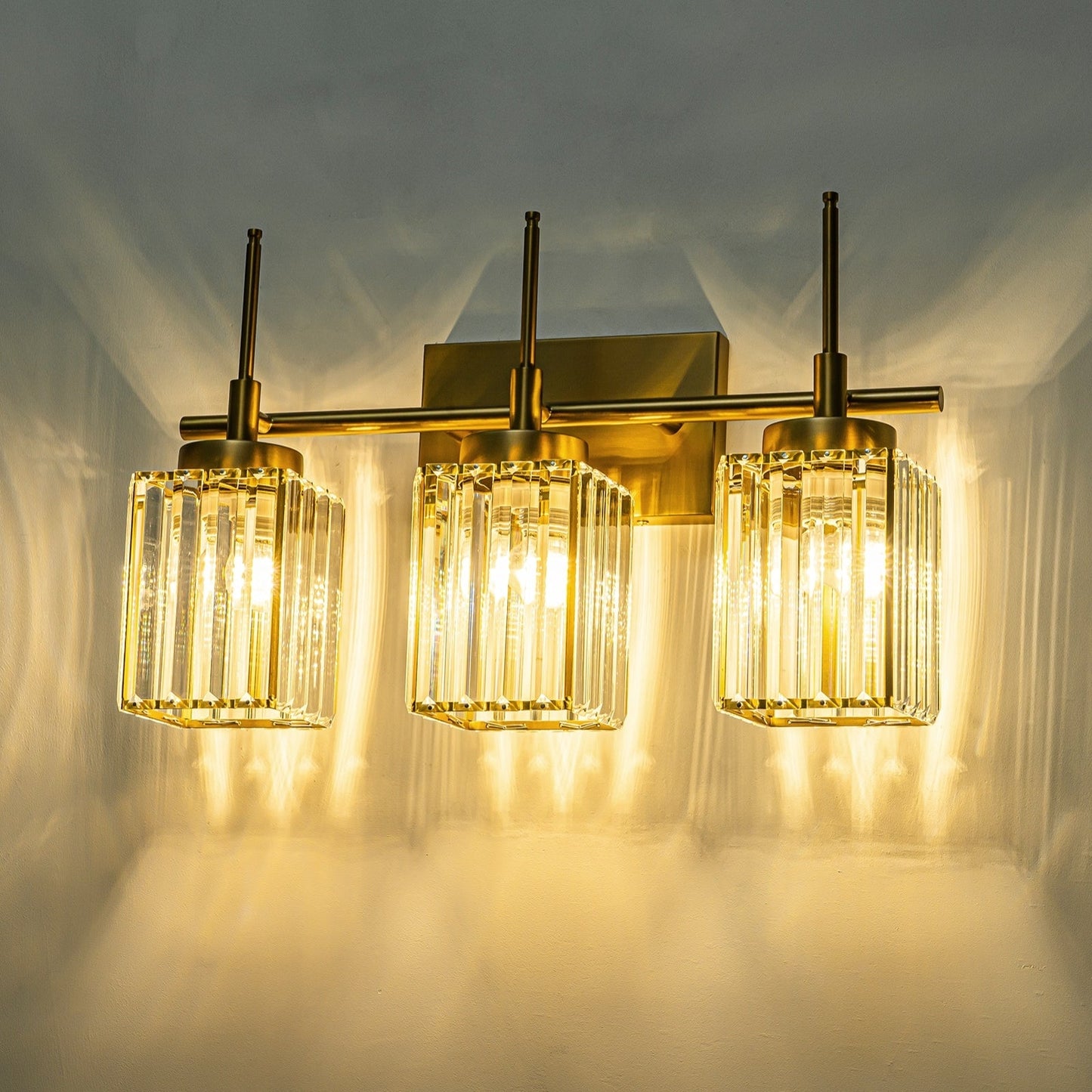 Applique murale moderne dorée à intensité variable, cylindre glamour, cristal, pour salle de bain, luminaire mural.